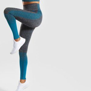 Gymshark Amplify Seamless Leggings - Black Marl / Deep Teal